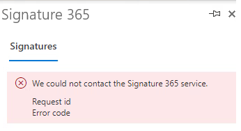 Signature 365 add-in error message when used with an on-premises Exchange mailbox
